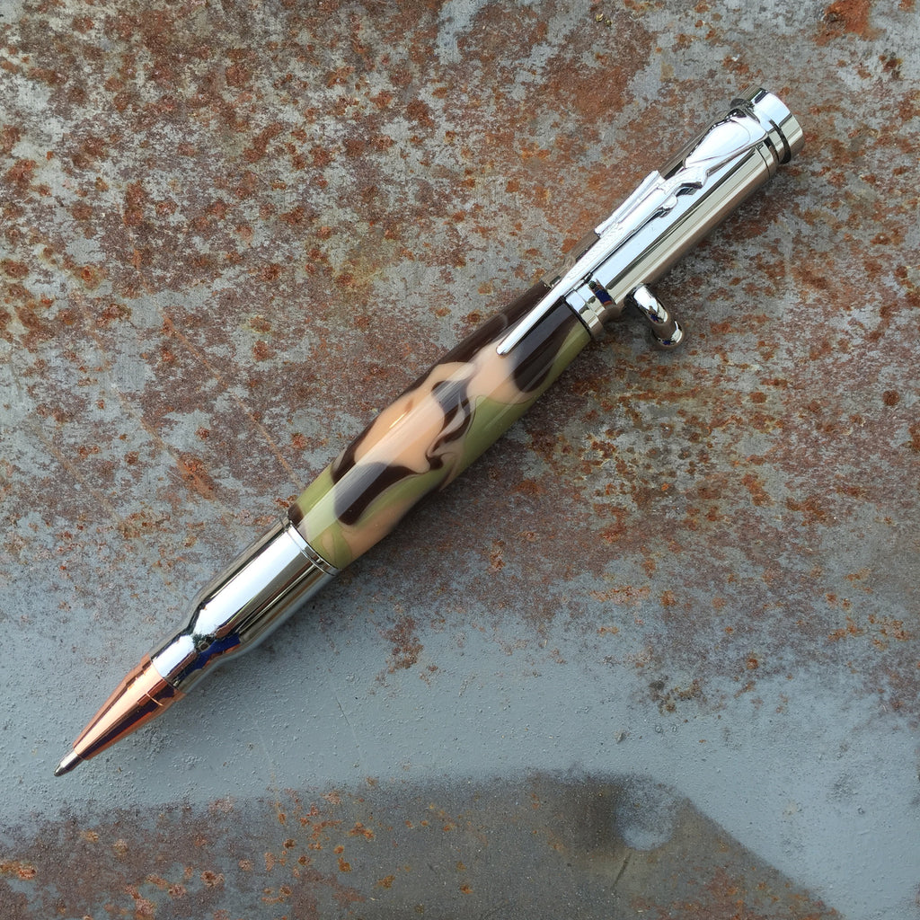 Bolt Action Jungle Camo Pen with Rifle Clip