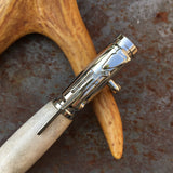 Bolt Action Chrome Pen with Deer Antler Barrel