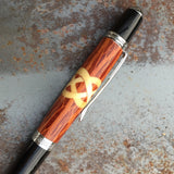 Celtic Knot Lacewood and Maple Chrome Pen